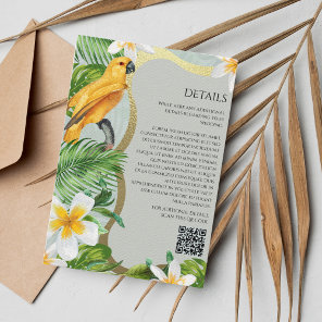 Tropical Forest Luau Parrot Floral QR code Details Enclosure Card