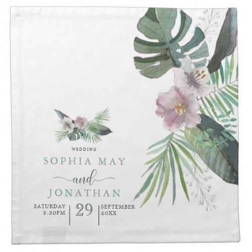Tropical forest palm watercolour cloth napkin