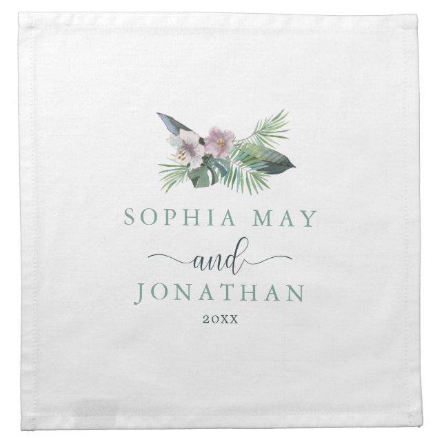 Tropical forest palm watercolour cloth napkin (Front)