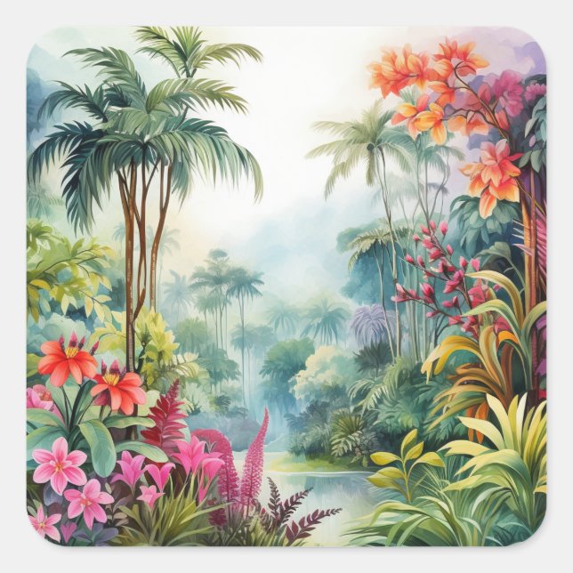 Tropical Forest Square Sticker (Front)