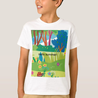 Tropical forest whit flowers and ladybugs T-Shirt