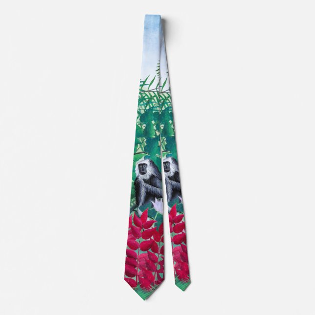 Tropical Forest with Apes Snake Animals Neck Tie (Front)