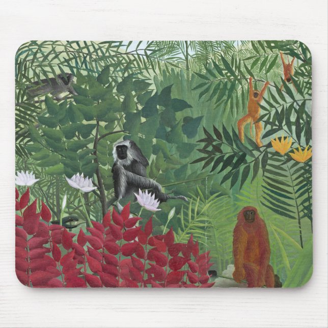 Tropical Forest with Monkeys, 1910 (oil on canvas) Mouse Pad (Front)