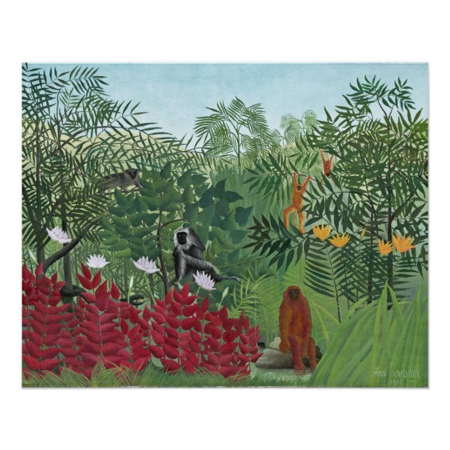 Tropical Forest with Monkeys, 1910 (oil on canvas) Poster (Front)