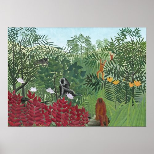Tropical Forest with Monkeys 1910 oil on canvas Poster