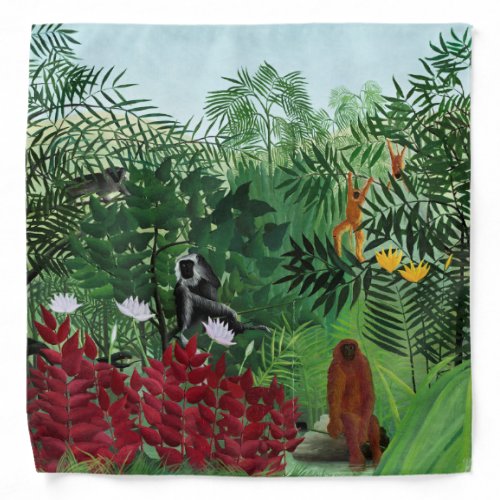 Tropical Forest with Monkeys by Henri Rousseau Bandana