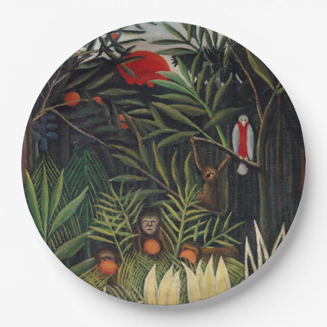 Tropical Forest with Monkeys by Henri Rousseau Paper Plates (Front)
