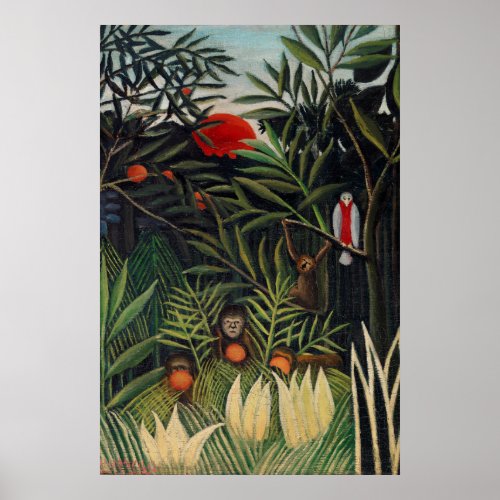 Tropical Forest with Monkeys by Henri Rousseau Poster