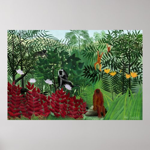 Tropical Forest with Monkeys by Henri Rousseau Poster