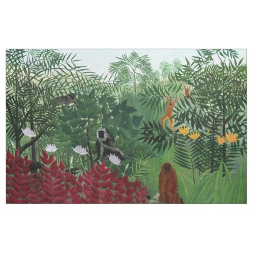 Tropical Forest with Monkeys Rousseau Fine Art Fabric