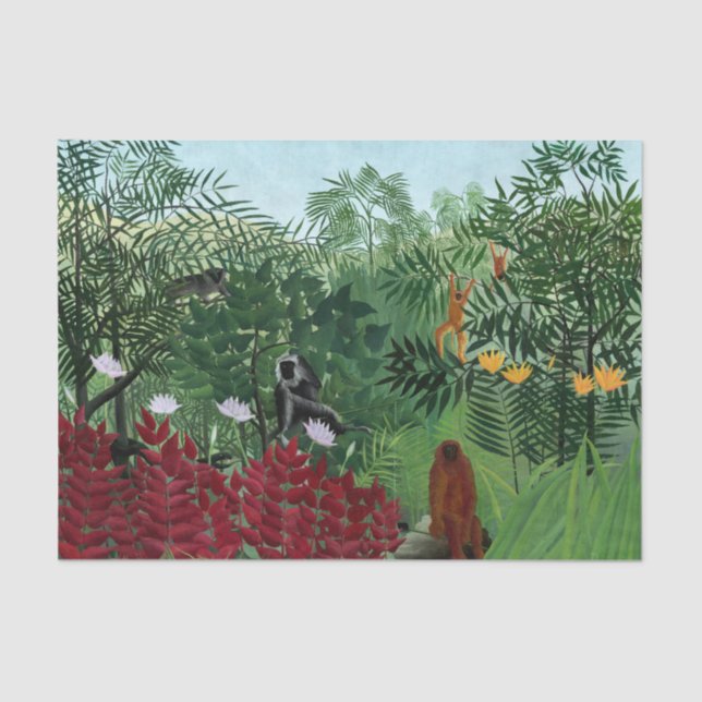 Tropical Forest with Monkeys Rousseau Fine Art Tissue Paper (Front)