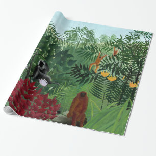 Tropical Forest with Monkeys Rousseau Fine Art Wrapping Paper