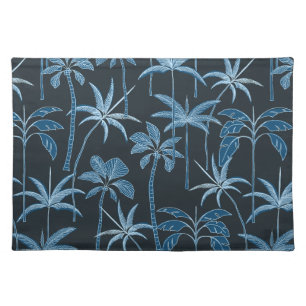 Tropical Foundation: Botanical Palm Navy Blue Cloth Placemat