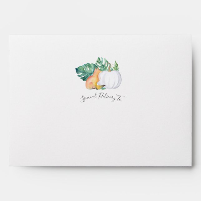 Tropical Fox and Pumpkin Envelope (Front)