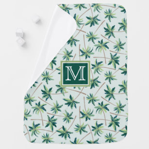 Tropical Foxtail Palm Add Your Initial Baby Blanket