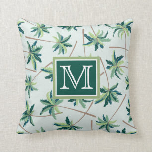 Tropical Foxtail Palm Add Your Initial Throw Pillow