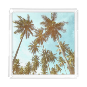 Tropical Frame: Abstract Palm Trees Acrylic Tray