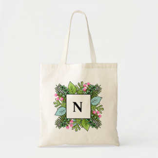 Tropical Frame Monogram Tote Bag