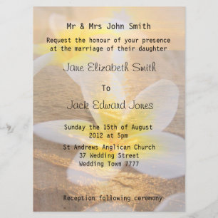 Tropical Frangipani Beach Wedding Invitations