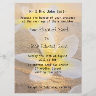 Tropical Frangipani Beach Wedding  Invitations