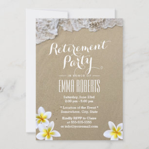 Tropical Frangipani Floral Beach Retirement Party Invitation