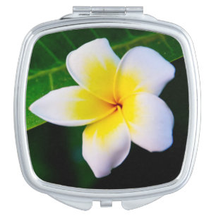 Tropical Frangipani Floral Photography Compact Mirror