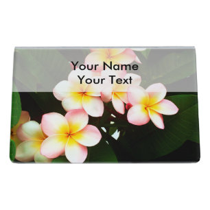 Tropical Frangipani Flower Desk Business Card Holder
