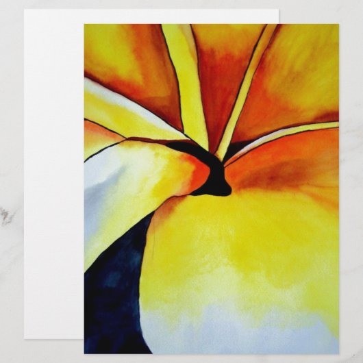 Tropical Frangipani flower watercolor abstract art (Front/Back)