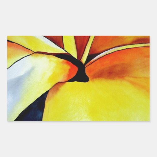 Tropical Frangipani flower watercolor abstract art Rectangular Sticker