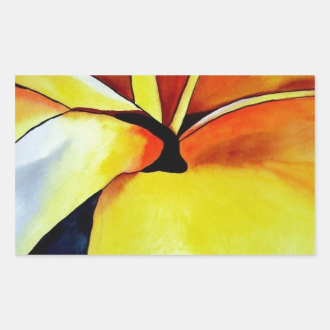 Tropical Frangipani flower watercolor abstract art Rectangular Sticker (Front)