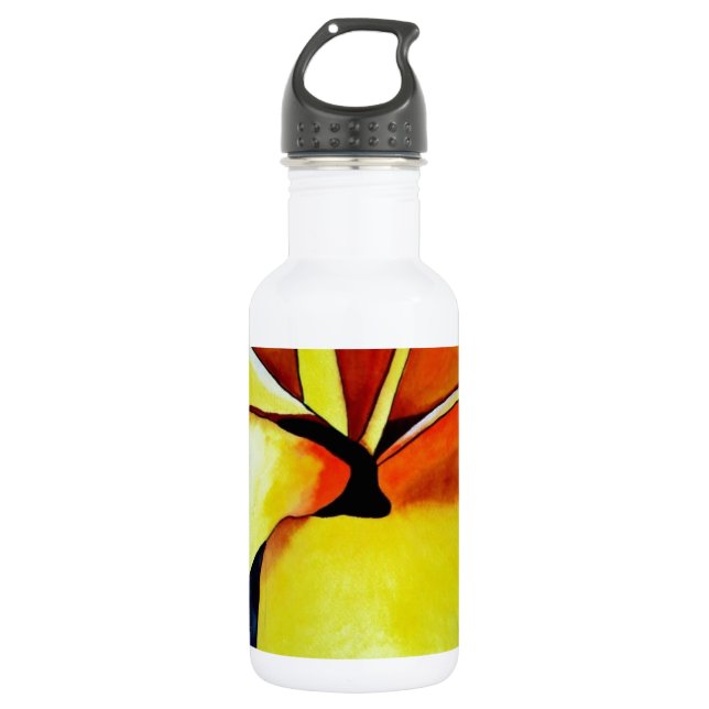 Tropical Frangipani flower watercolor abstract art Water Bottle (Front)