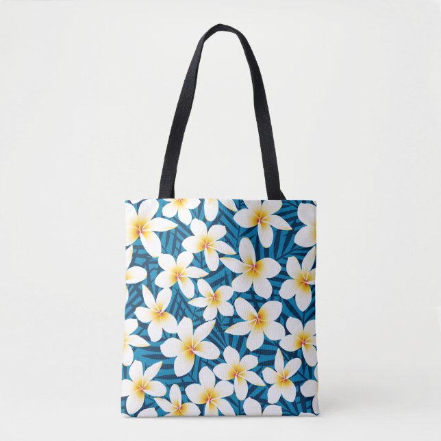 Tropical frangipani flowers tote bag (Front)