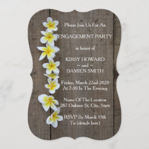 Tropical Frangipani Rustic Engagement Party Invite