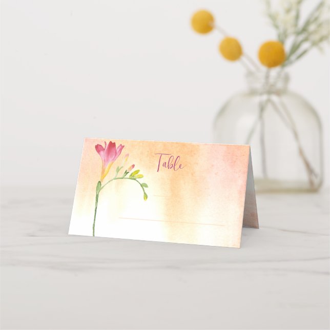 Tropical Freesia Watercolor Table Place  Card (Front)