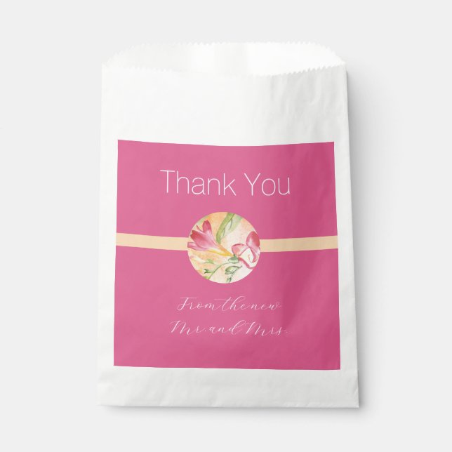 Tropical Freesia Watercolor Thank You Favor Bag (Front)