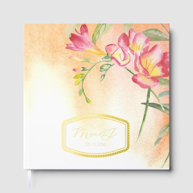 Tropical Freesia Wedding Foil Guest Book (Front)