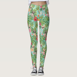Tropical French Bulldog Beach Vibes Leggings
