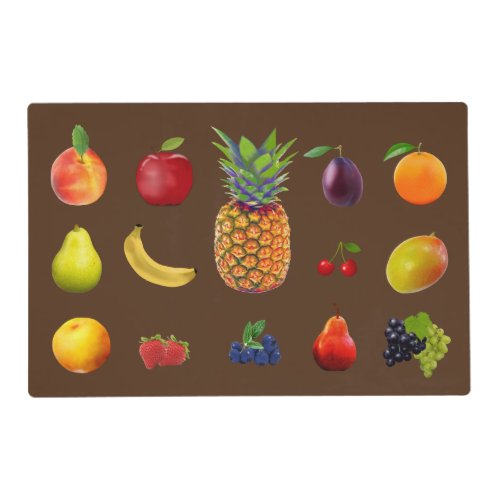 Tropical Fresh Fruits on Brown Placemat