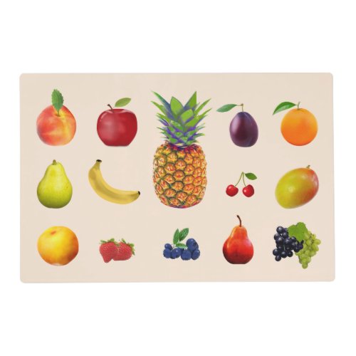 Tropical Fresh Fruits on Light Beige Placemat