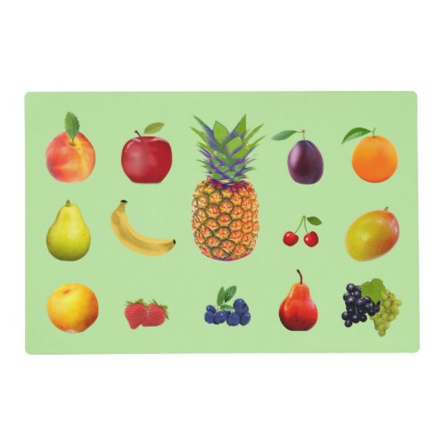 Tropical Fresh Fruits on Lime Green Placemat