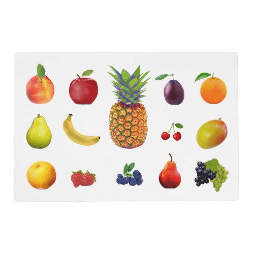 Tropical Fresh Fruits on White  Placemat