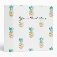 tropical fresh summer faux gold pineapple pattern 3 ring binder