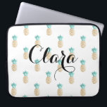 tropical fresh summer faux gold pineapple pattern laptop sleeve<br><div class="desc">Cute and summer faux gold and turquoise pineapple pattern. You may choose the color of the background.</div>