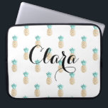 tropical fresh summer faux gold pineapple pattern laptop sleeve<br><div class="desc">Cute and summer faux gold and turquoise pineapple pattern. You may choose the color of the background.</div>