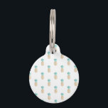 tropical fresh summer faux gold pineapple pattern pet name tag<br><div class="desc">Cute and summer faux gold and turquoise pineapple pattern. You may choose the color of the background.</div>