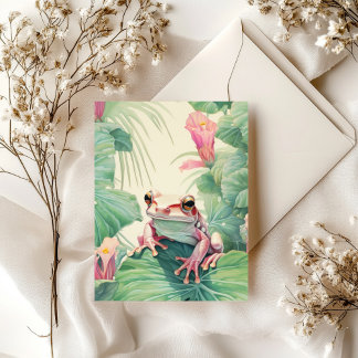 TROPICAL FROG IN PASTEL COLORS POSTCARD