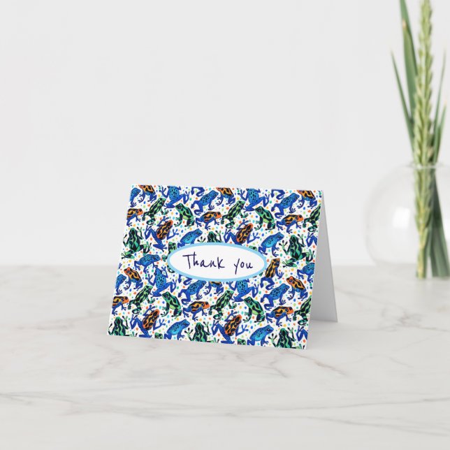 Tropical Frog Pattern Thank You Card - Blank (Front)