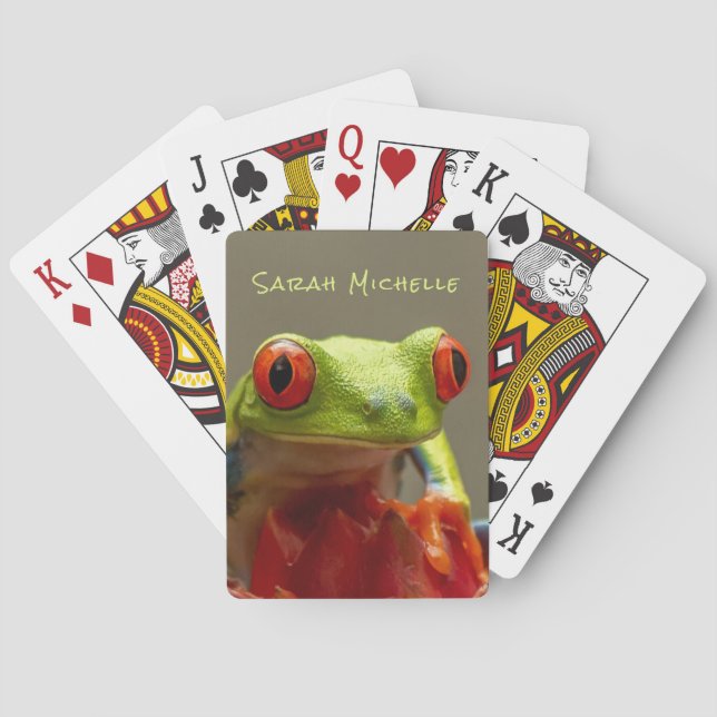 Tropical Frog Personalized Long Name Poker Cards (Back)