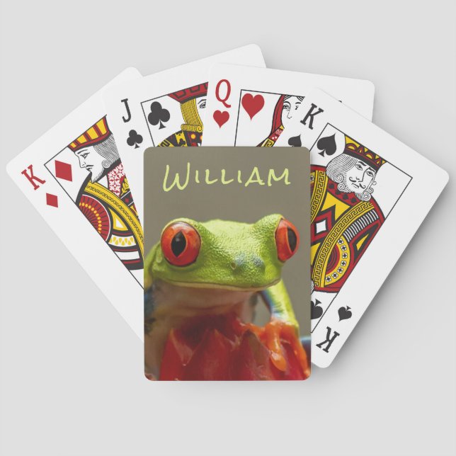 Tropical Frog Personalized Short Name Poker Cards (Back)
