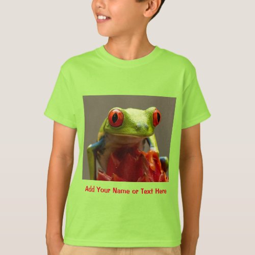 Tropical Frog with Red Eyes Personalized Name T_Shirt